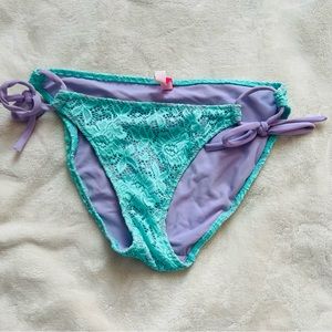 Victoria Secret Cyan Lace Swimsuit String Bottom Medium